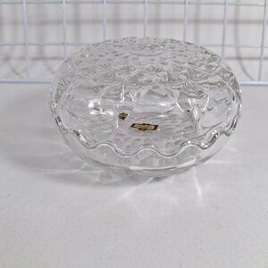 New Kristal Zajecar Vtg 24% Lead Crystal Round Trinket Box W Lid Jewelry Box